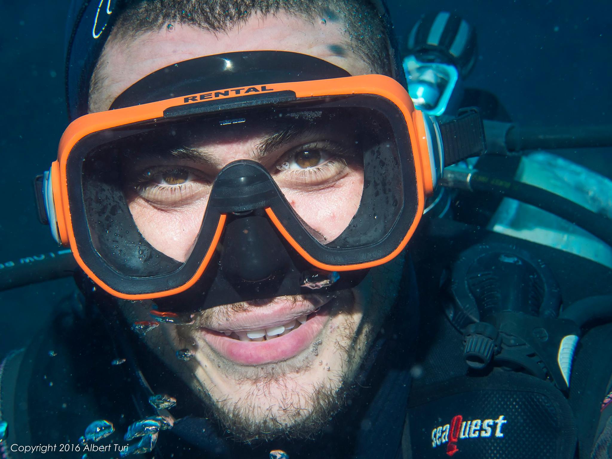 diver smiling underwater